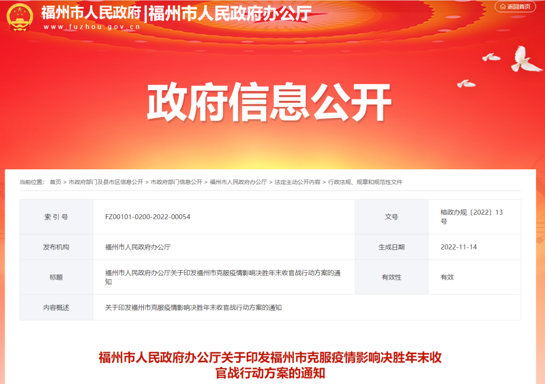 克服疫情影响！福州出台40条措施，决胜年末收官战！